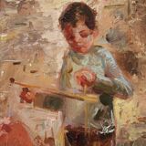 Painting signed in the impressionist style from 20th century