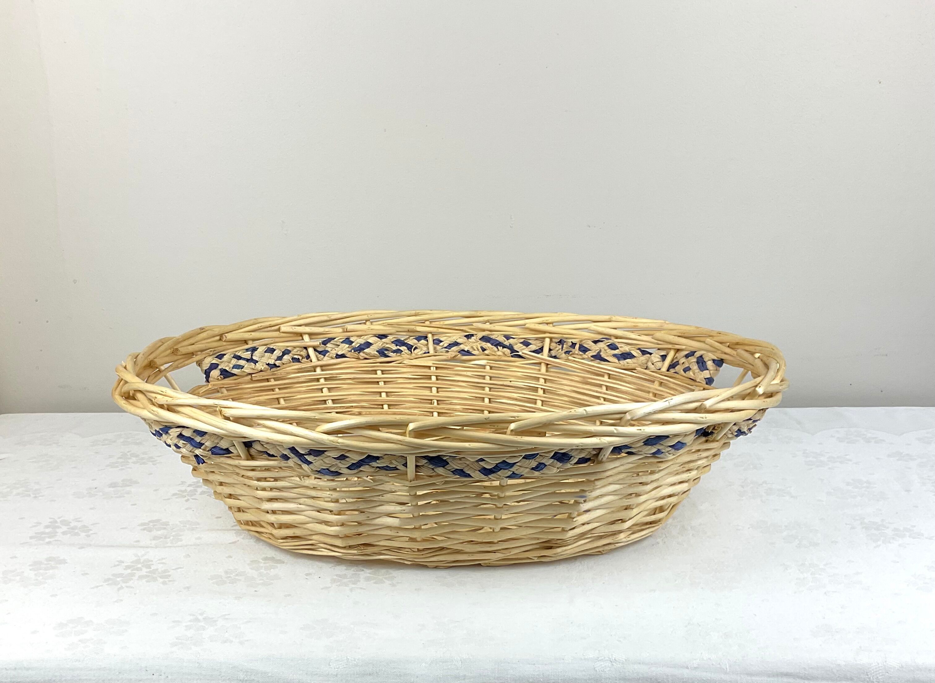 Oval wicker basket beige color