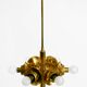 Suspension en laiton Kaiser Leuchten des années 1960 avec 6 abat-jours en verre opale.