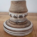Vintage Rustic Wooden Candle Holder, Hand Carved, Country Farmhouse Style