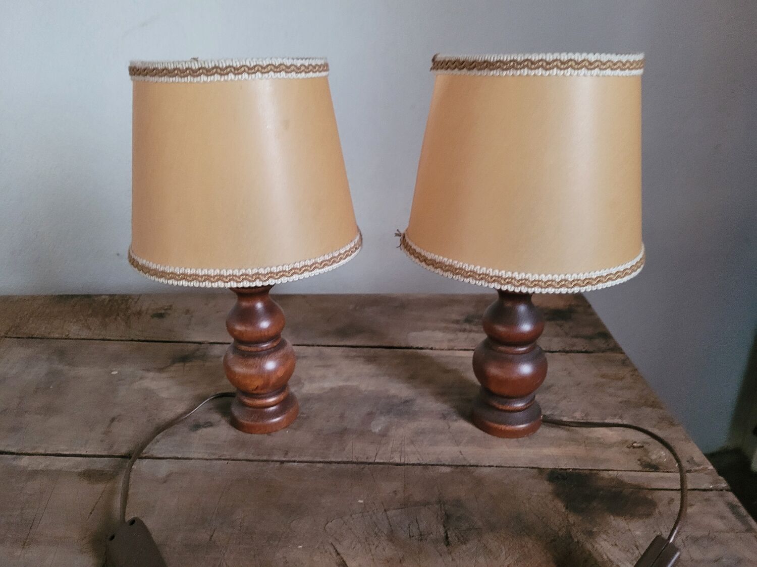 Wooden bedside lamps