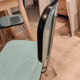 Pair of green Formica chairs with Eiffel legs