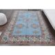 Vintage Turkish hand-knotted wool cotton blue area rug 170x259