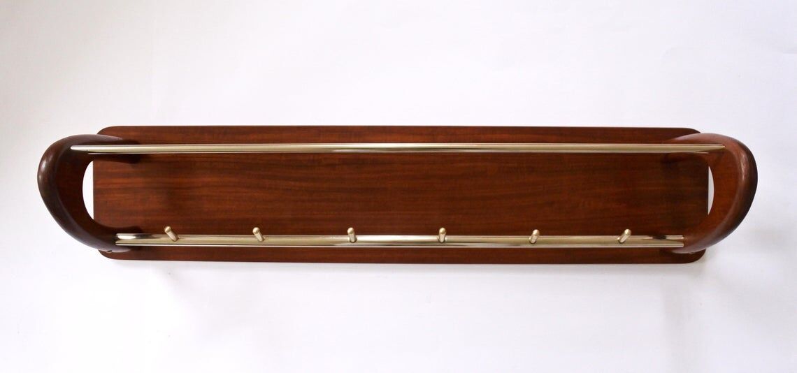 Vintage Teak Wood and Chrome Coat Rack Mid Century Danish Design