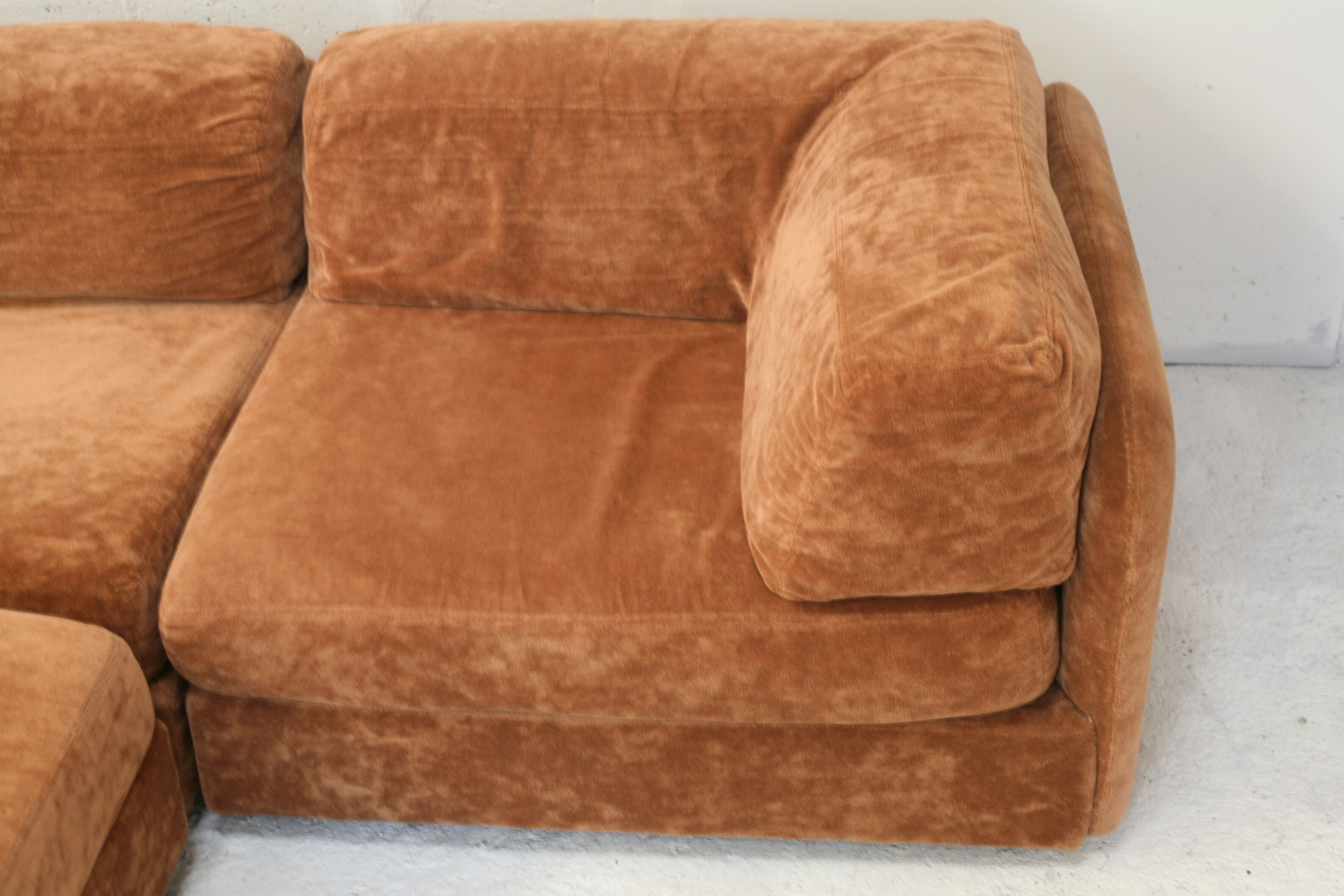 70s modular sofa, light brown velvet