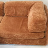 70s modular sofa, light brown velvet