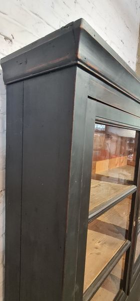 Former industrial library solid wood two glass doors and three drawers furniture trade