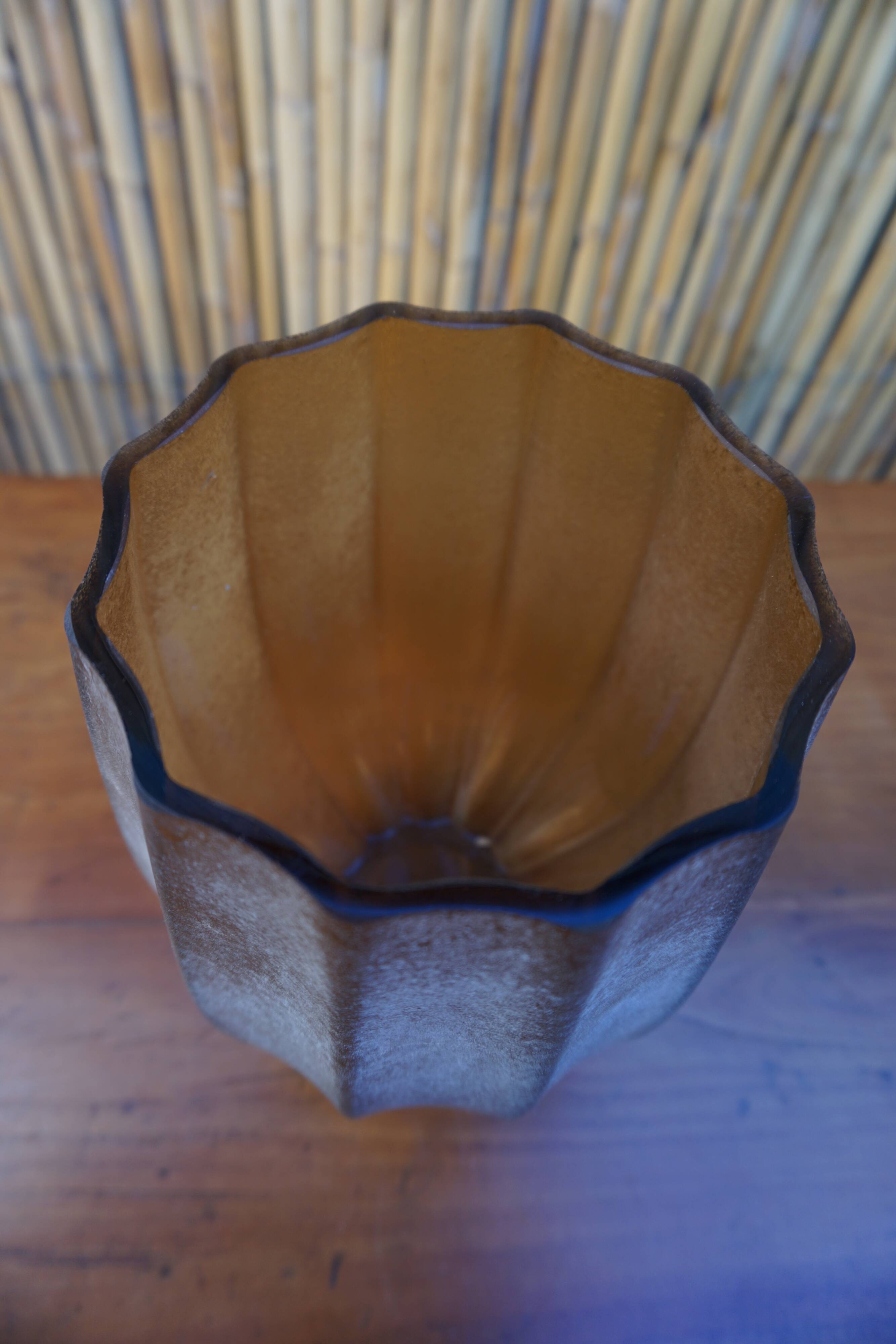 Brown frosted glass vase