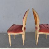 Pair of Louis XVI style cream lacquered chairs around 1900
