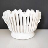 Openwork earthenware fruit bowl with grape decoration