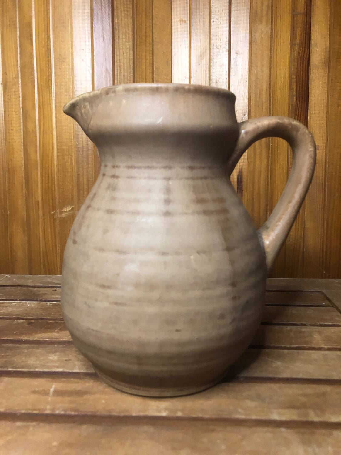 Old Vintage Beige Ceramic Pitcher