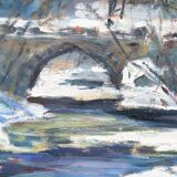 Gideon isaksson (1911-1980), scandinavian modern landscape, 1960s, oil on panel, framed