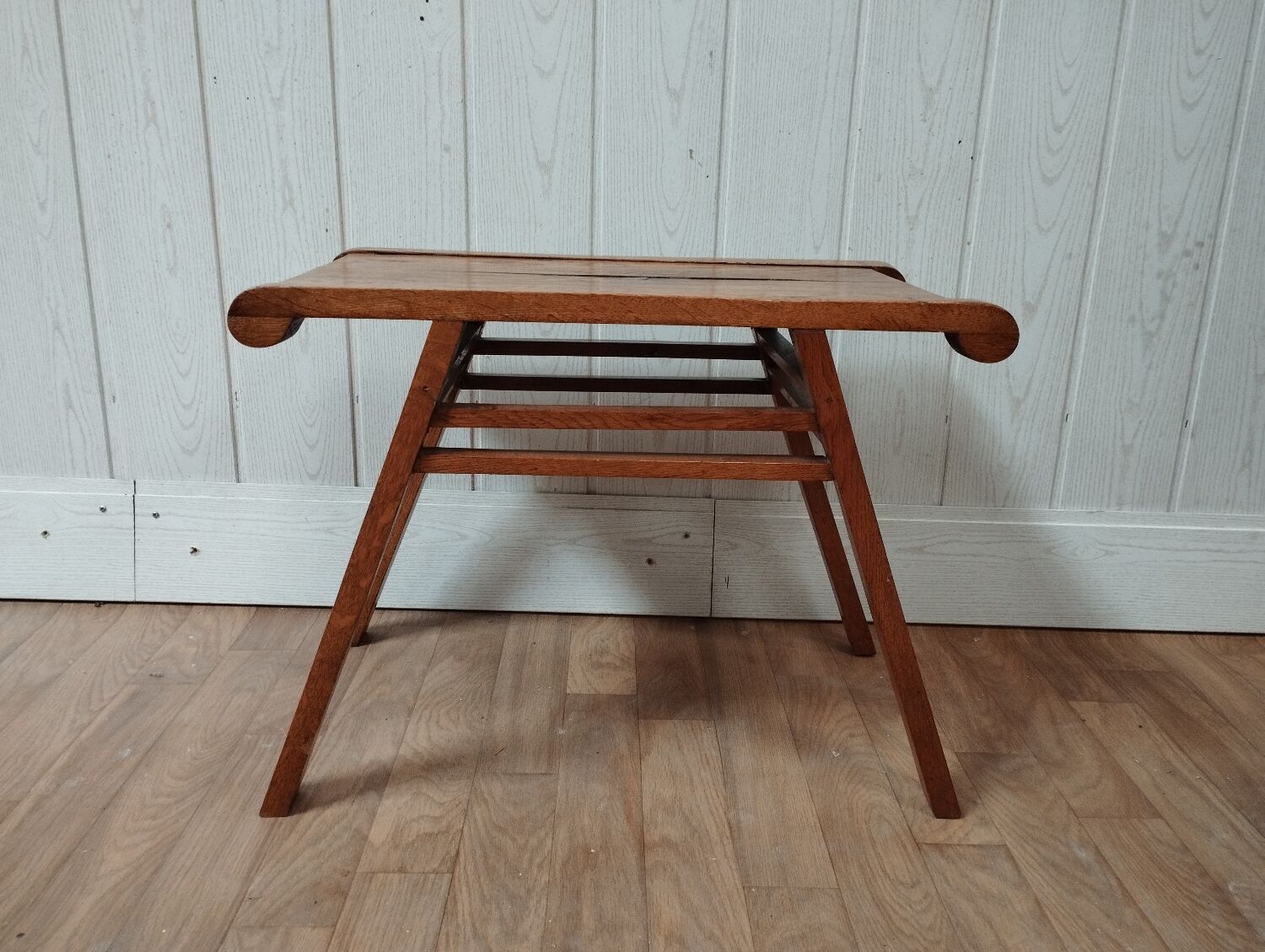 Side table end of sofa vintage feet compass solid oak