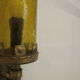Pair of wall sconces, folded metal and yellow "shattered" glass