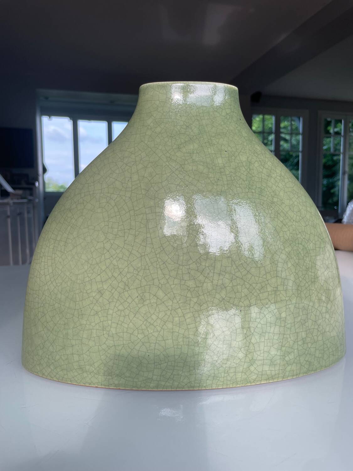Green ceramic vase