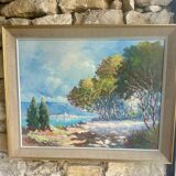 Mediterranean Landscape Painting Signed by Mr. Sabido