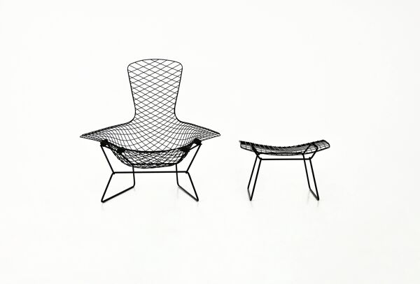 Fauteuil ''Bird'' et ottoman par Harry Bertoia pour Knoll, années 1960