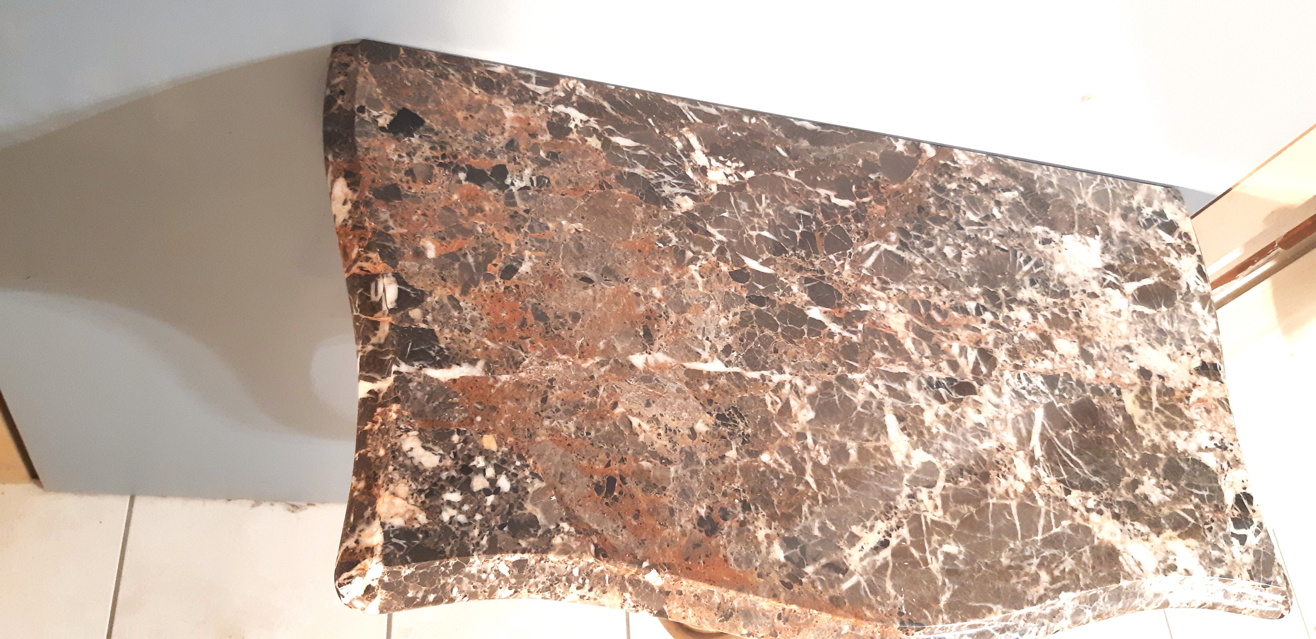 Louis XV style wall lamp console, twentieth century, wood and gilded stucco marble top