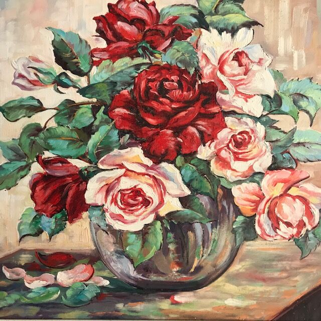 Paint oil bouquet of roses