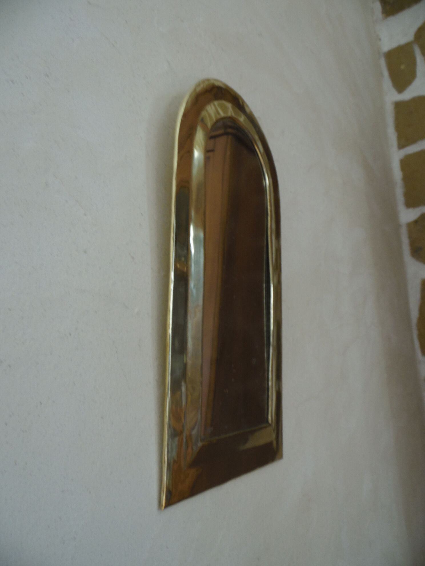 Wall mirror shape window edge brass 18x35cm