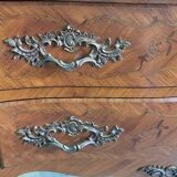 ROSEWOOD COMMODE WITH 2 DRAWERS AND OCHRE MARBLE TOP