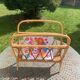 Vintage bamboo and rattan magazine holder 1960