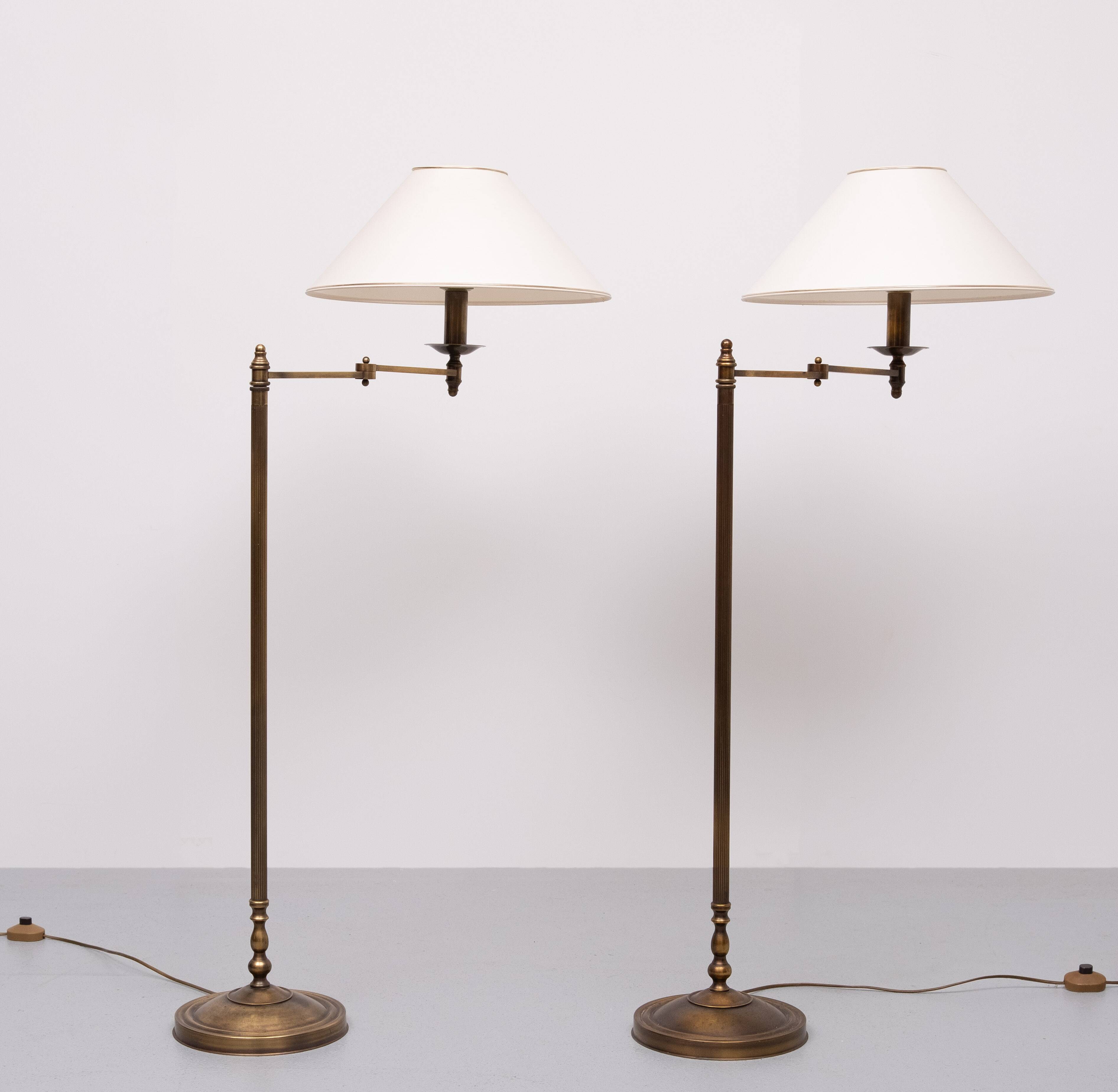 Pair of classic swing arm floor lamps from the 1980s, Germany
