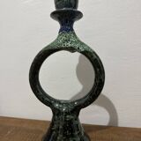 Bougeoir émaillé bleu et vert fait main Maroc