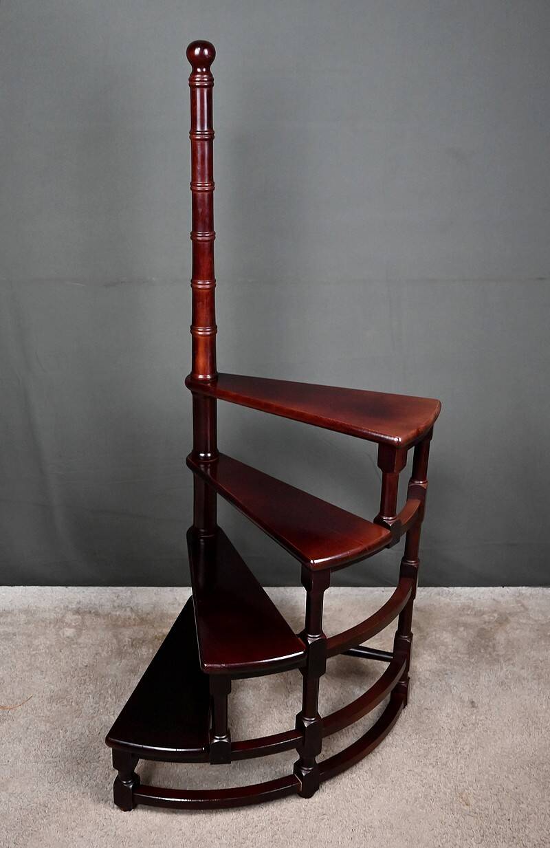 Library Staircase in Stained Beech – 20th Century