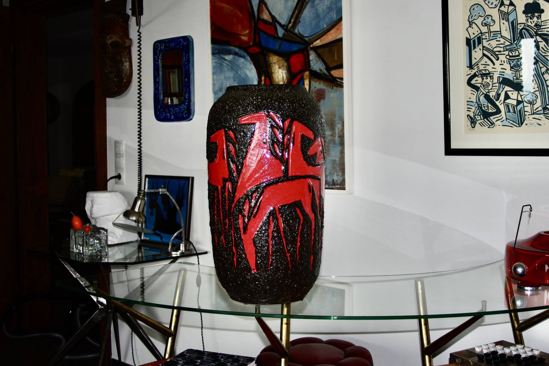 Large vintage ceramic vase from scheurich germany 1970