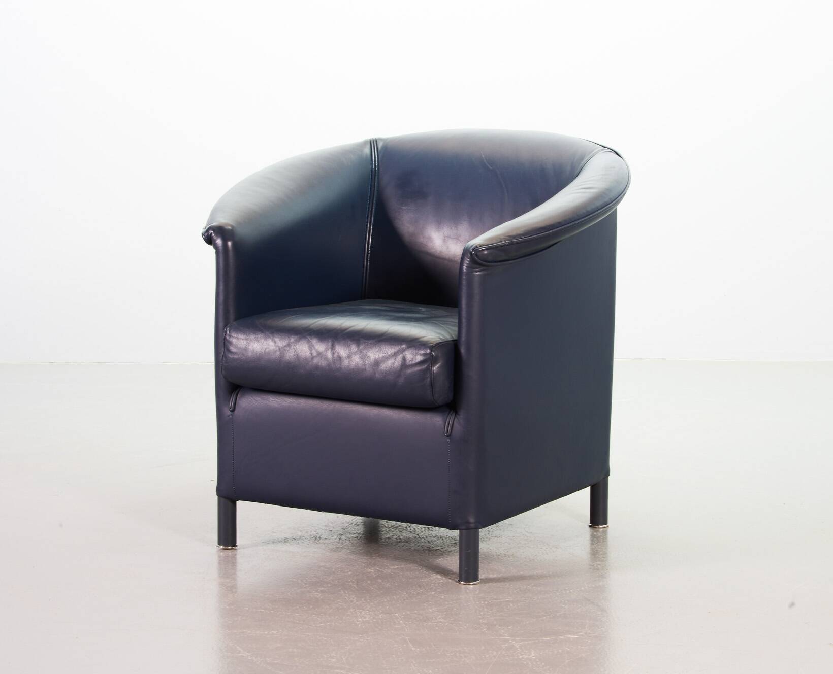 Wittmann Petrol Soft Leather Club Chair Model Aura  Designed by Paolo Piva