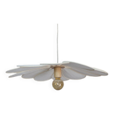12-petal flower pendant in rattan and white linen