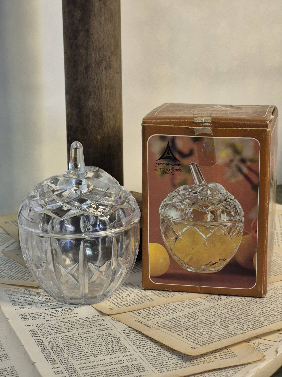 Vintage crystal apple candy box