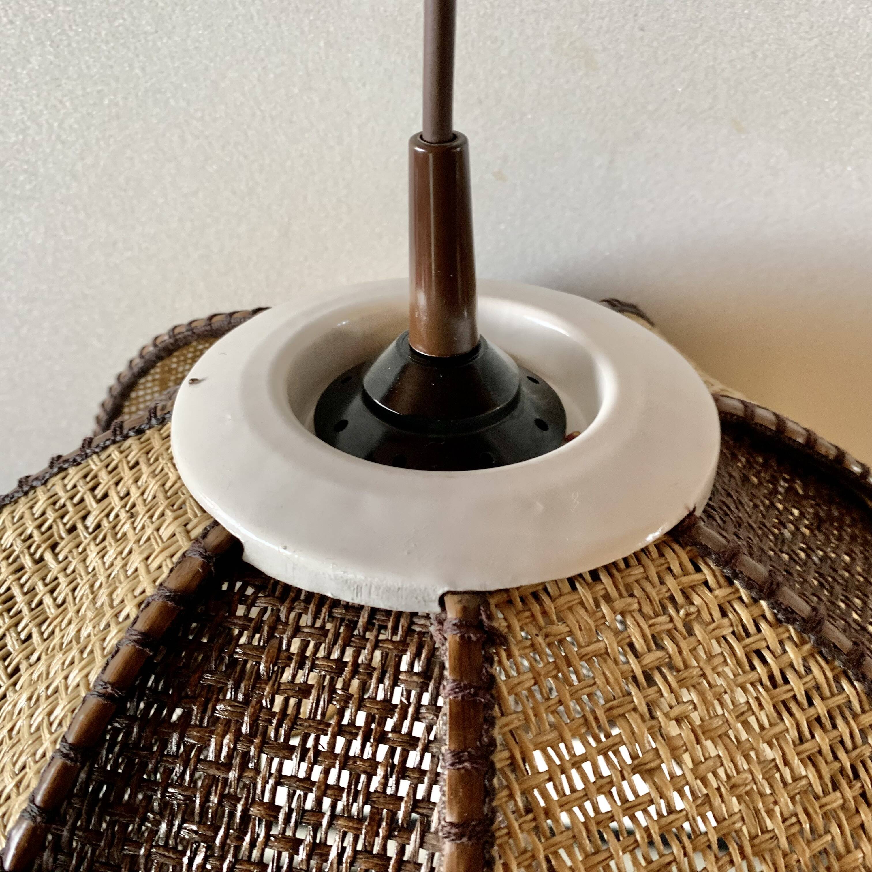 Vintage lotus flower pendant in two-tone braided rope