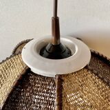 Vintage lotus flower pendant in two-tone braided rope