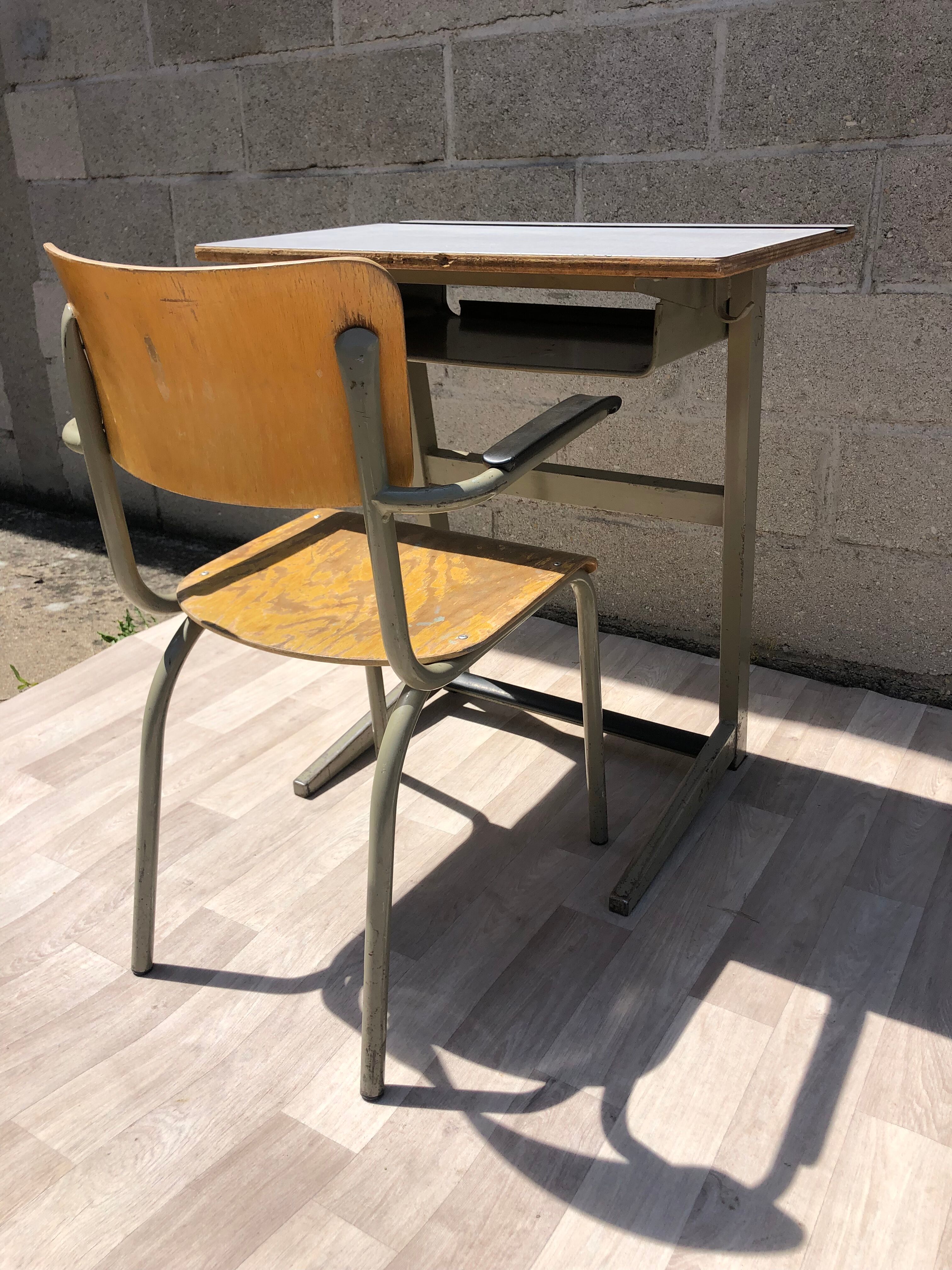 Vintage elbe industrial school office 1960 & tubax chair