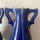 Pair of Art Deco vases in faience from Vierzon, Louis Gueule, cobalt blue.
