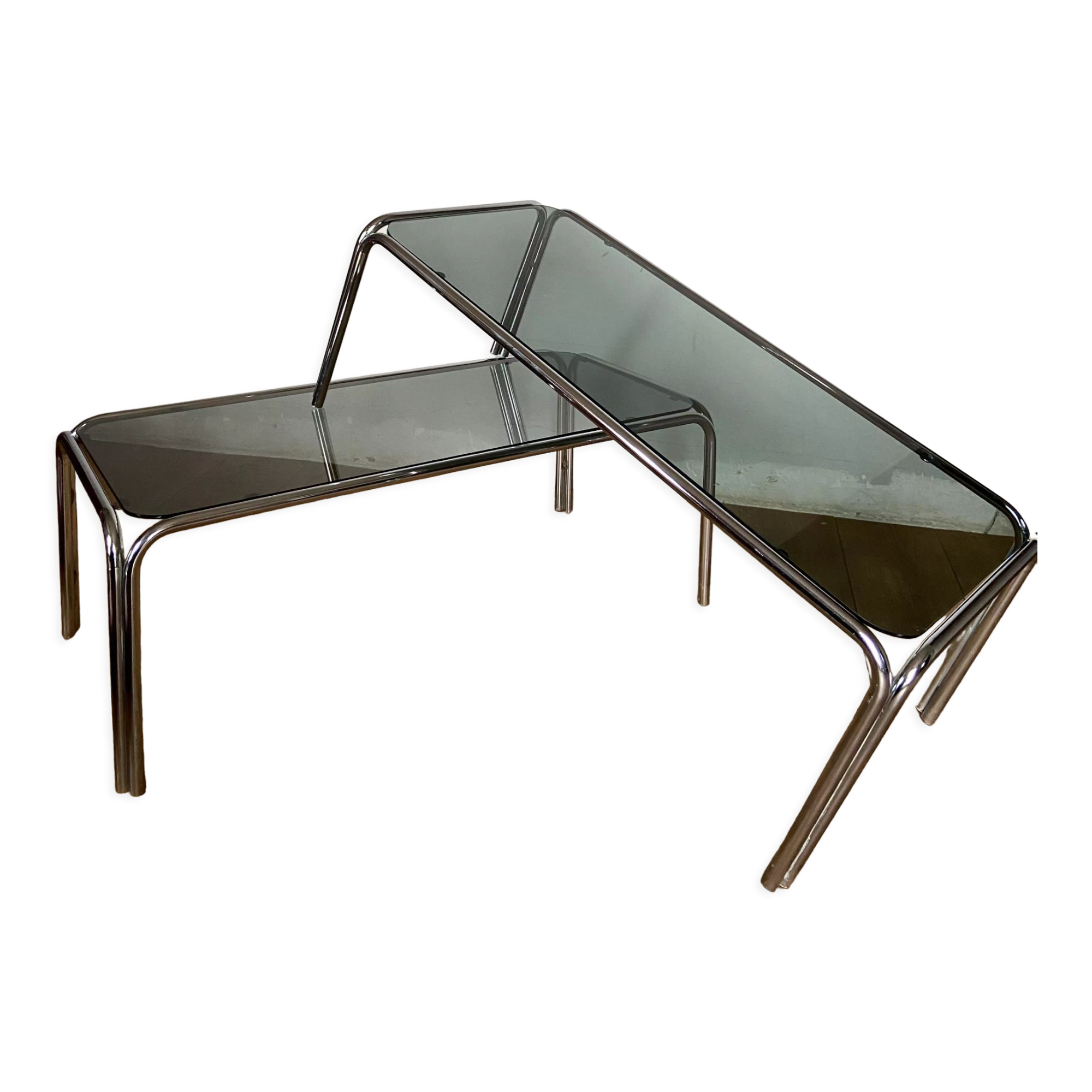 Pair of sofa ends / coffee table chrome year 70