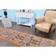 Tapis couloir vintage turc Oushak fait à la main en laine et coton orange 75x330
