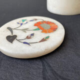 Marble box with inlaid stone