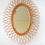 Vintage rattan mirror, 1960s