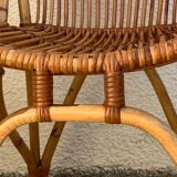 Chair and armchair in vintage rattan 1950