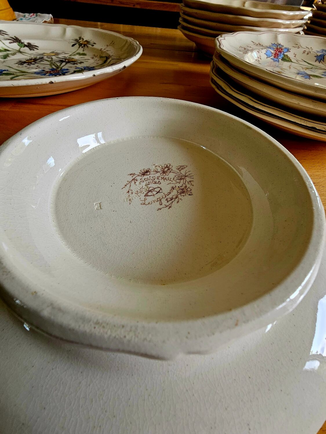 Lot plates, compotier, dish longchamp daisies iron earth