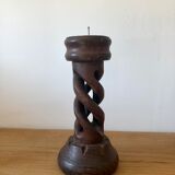 Twisted wooden candle holder