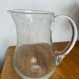 Biot bubbled and blown glass carafe