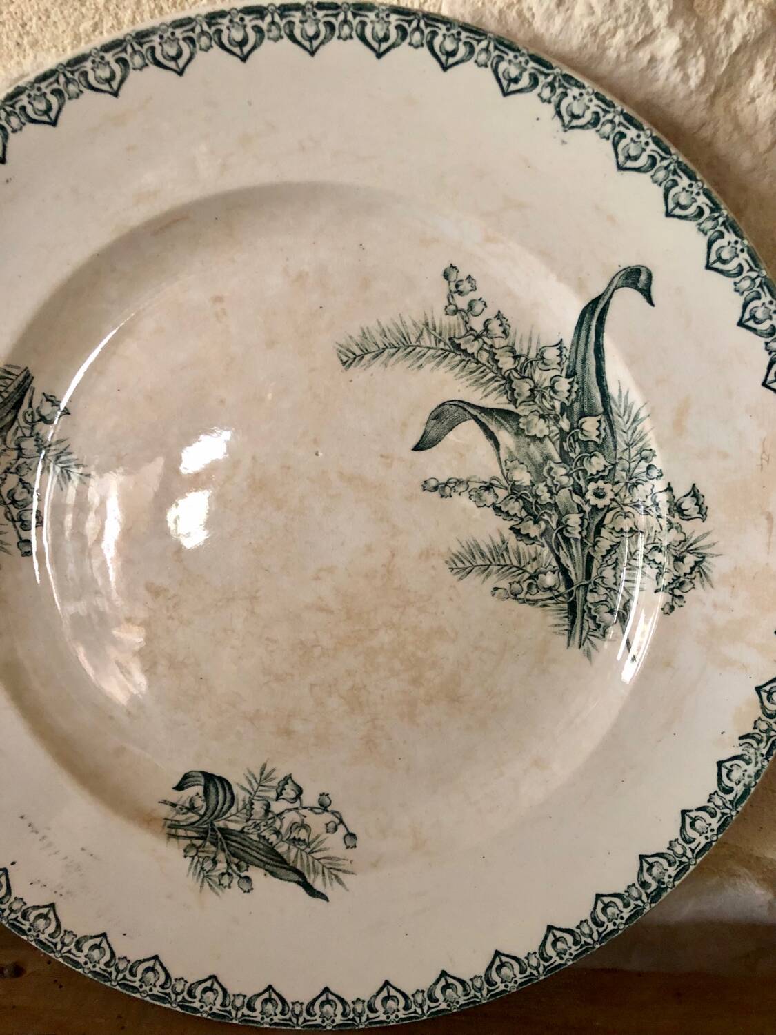 Deep plates in ironstone, Lily of the Valley, Saint Amandinoise