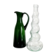 Duo de carafes en verre Empoli vintage