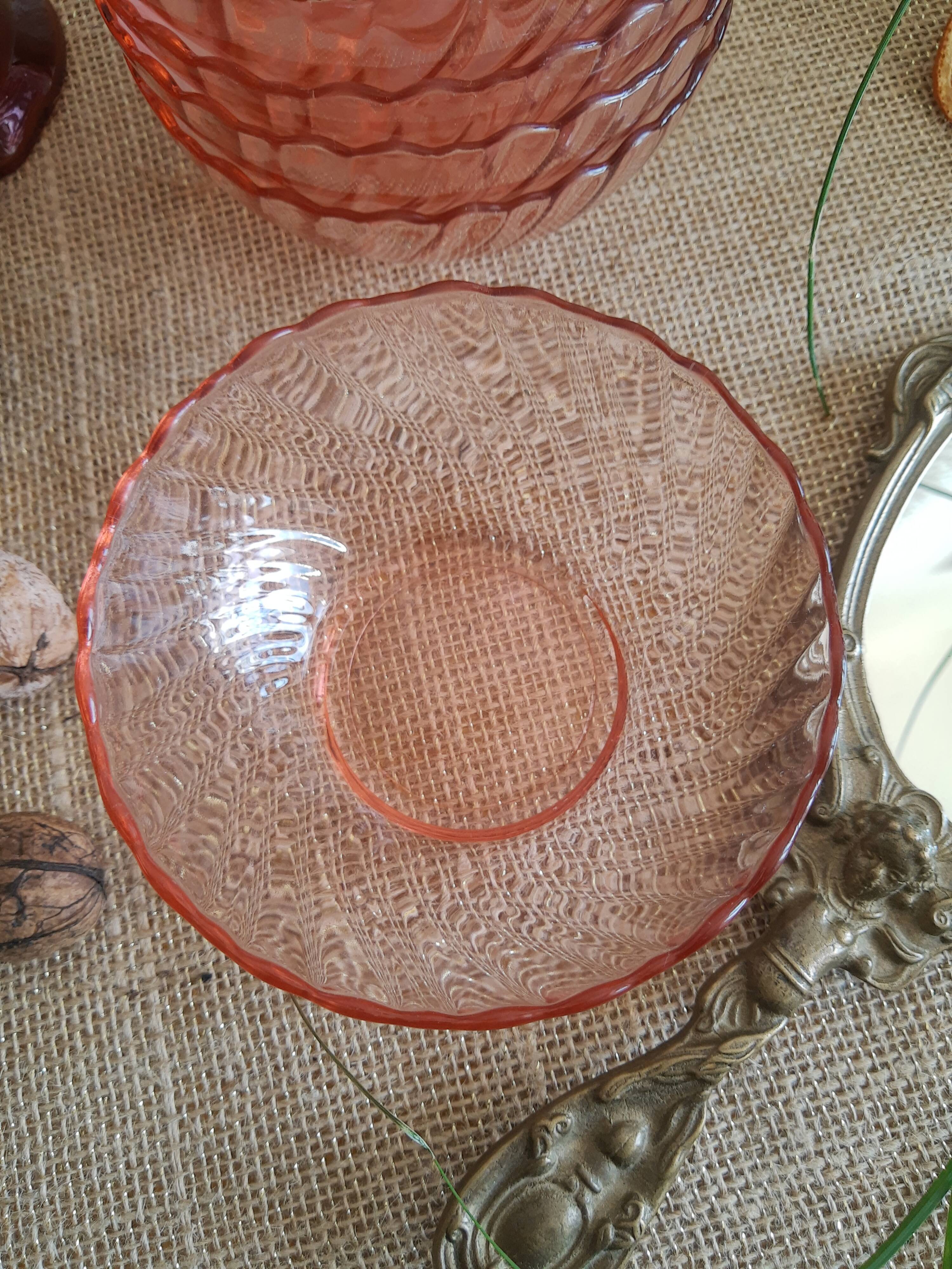 Lot de 6 coupelles  en verre rose vintage