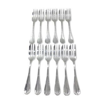 12 cross ribbon cake forks christofle