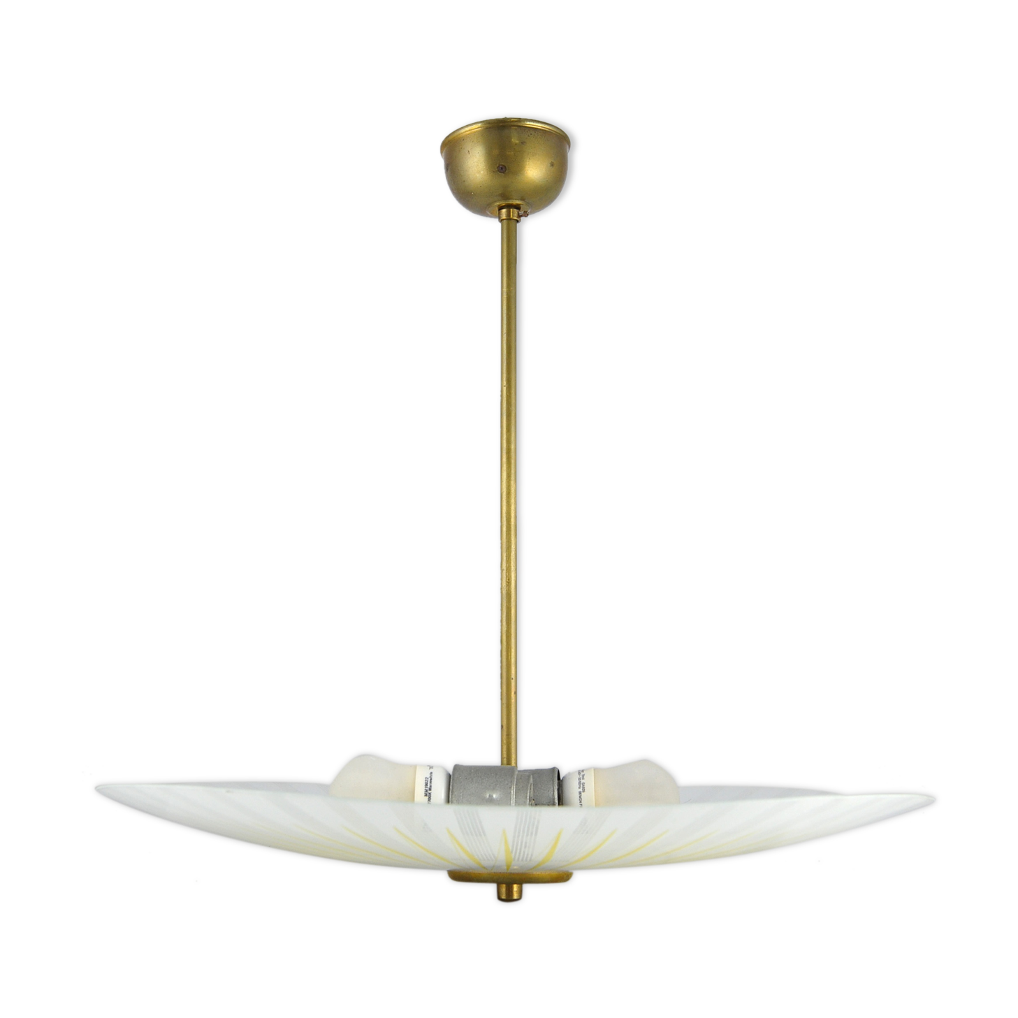 Hanging lamp glass and brass  60s vintage